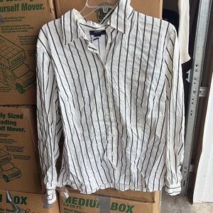 Alfani White and Black Casual Button Down Shirt